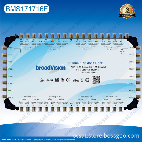 Hot Sale Big Multiple Dwelling Smatv System Cascade Multiswitch Of 17 In 17out 16 Subscribers